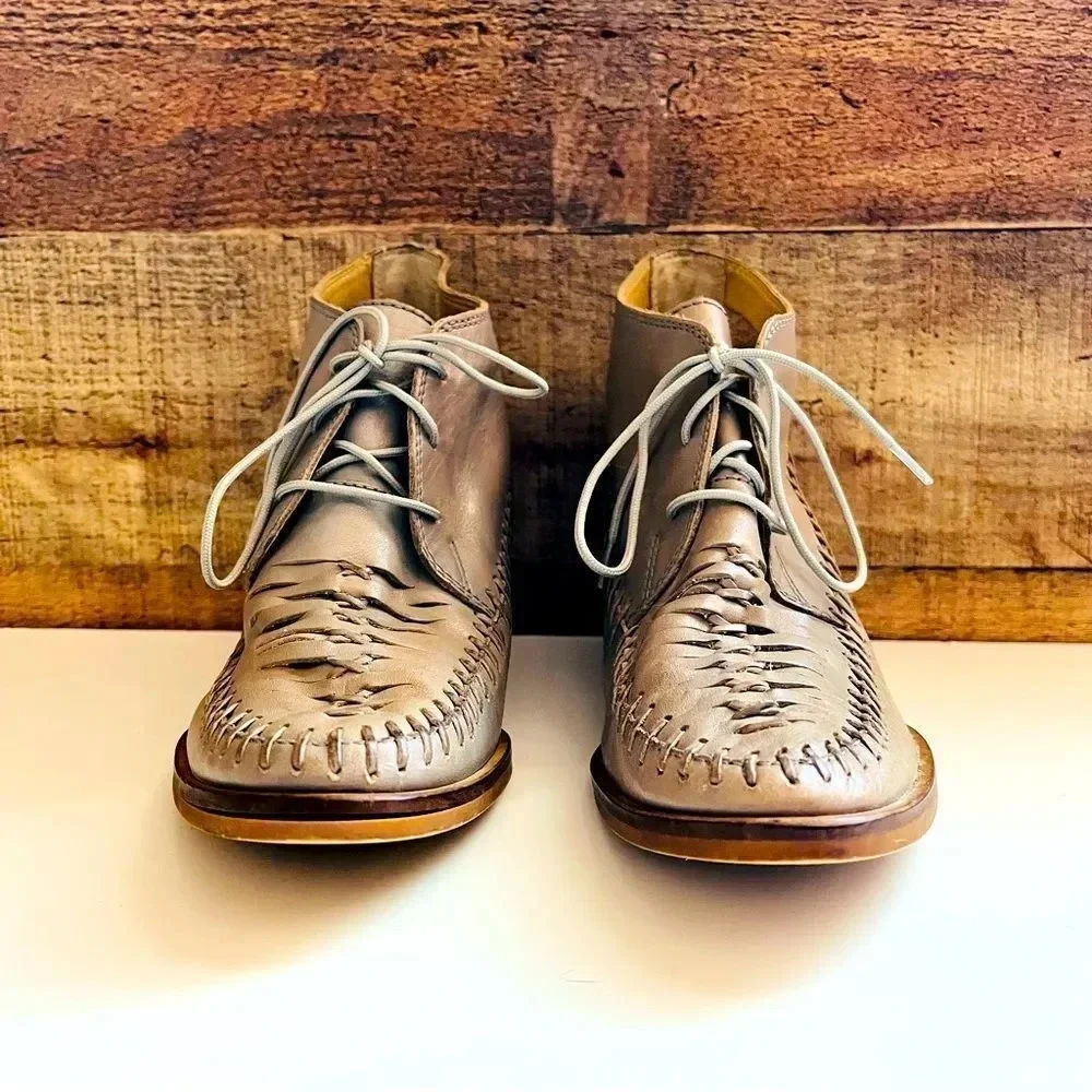 Anthropologie Latigo Mist Gray Astro Leather Bootie